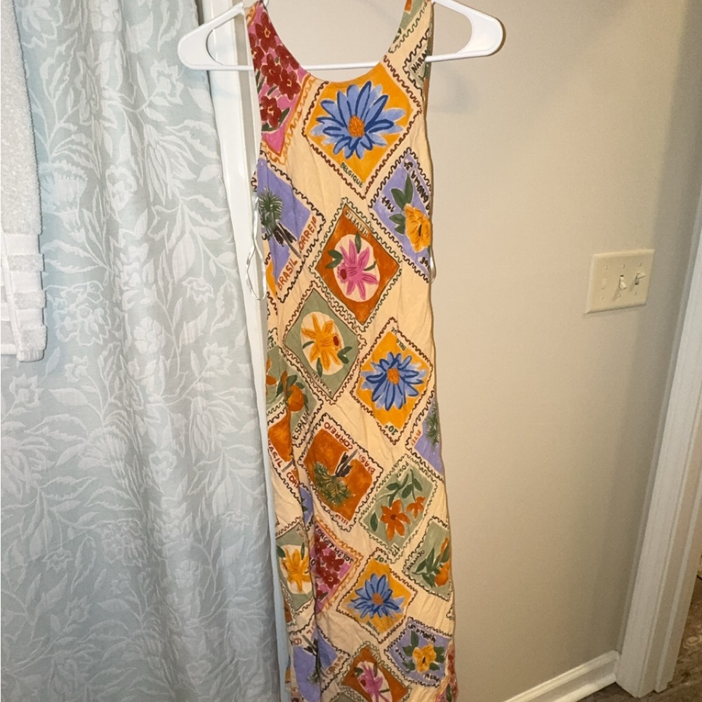 Sleeveless Cream Floral Patchwork Maxi Dress